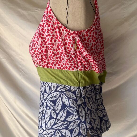 Boden - 100% Cotton Faux Wrap Side Zip Floral Sleeveless Top Sz 12 - Picture 5 of 7